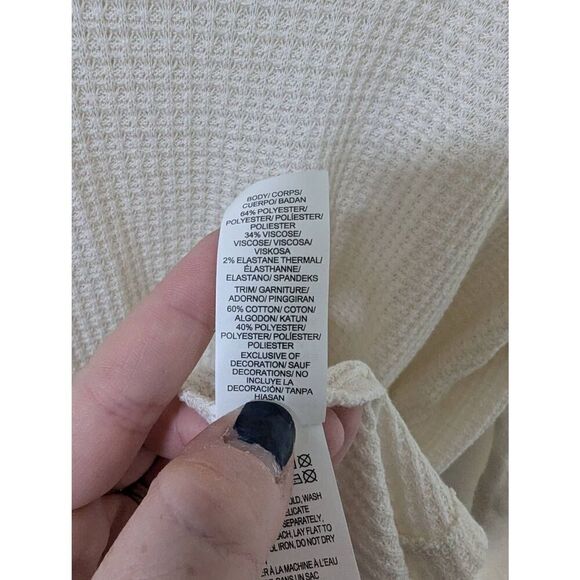 Lucky Brand Long sleeved Ivory Waffle Knit Textured Top - Size XL - Picture 5 of 5